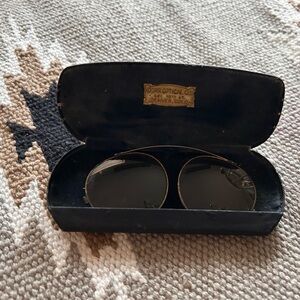 Vintage Dorr Optical Brass Clip-On Sunglasses With Case